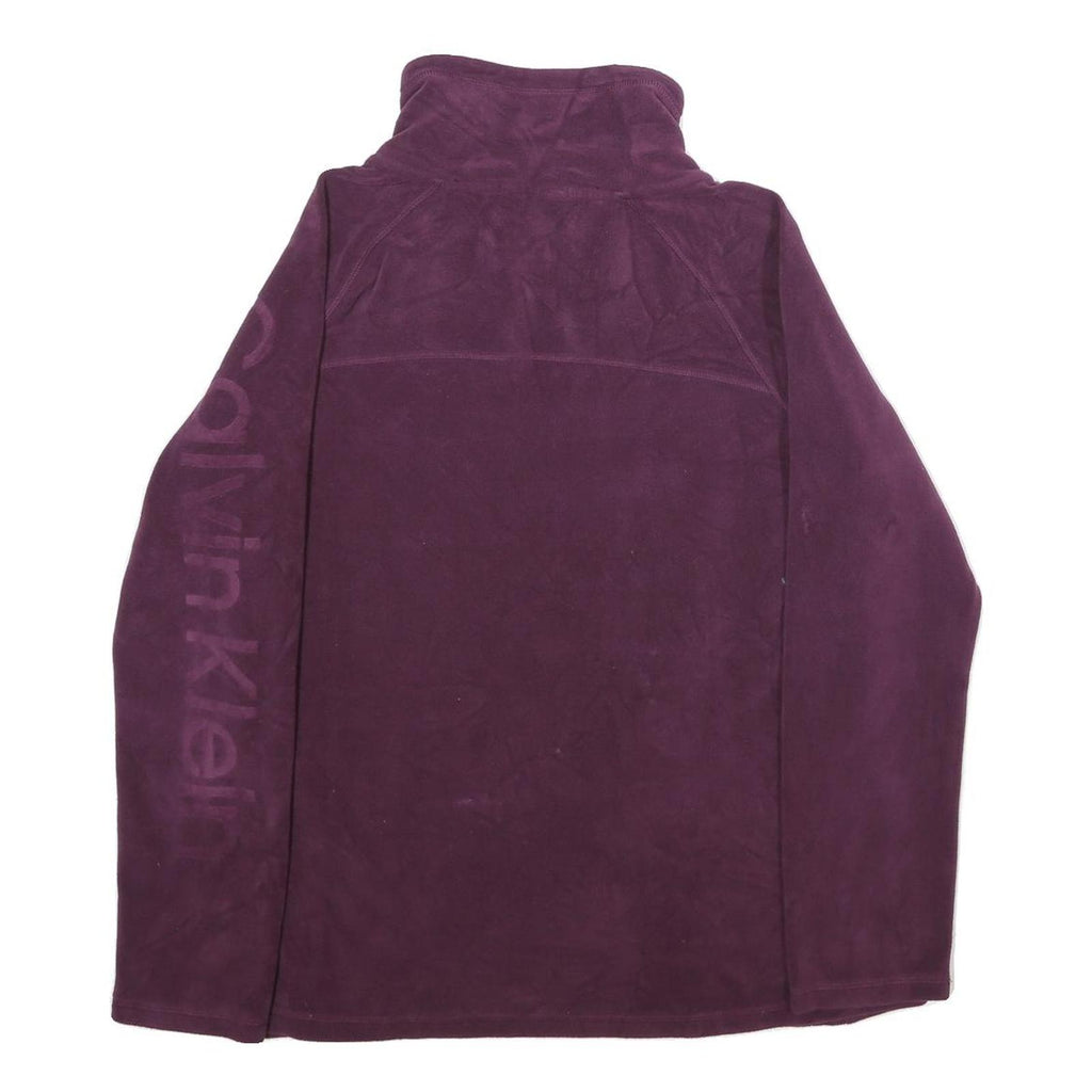 CALVIN KLEIN Womens Purple Pullover Plain 1/4 Zip Polyester Blend Jumper L