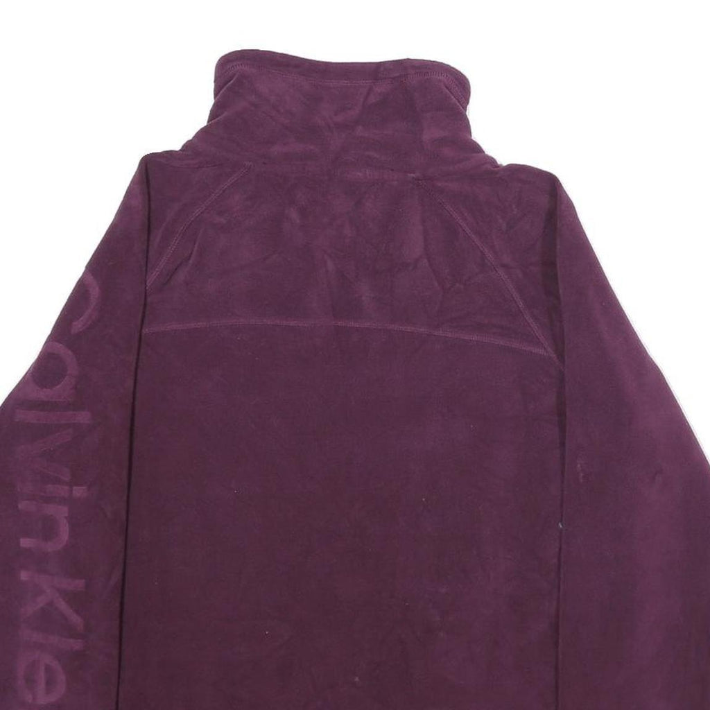 CALVIN KLEIN Womens Purple Pullover Plain 1/4 Zip Polyester Blend Jumper L