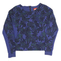 NIKE Womens Blue & Black Camouflage Crew Neck Sweatshirt S Cotton Blend