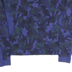 NIKE Womens Blue & Black Camouflage Crew Neck Sweatshirt S Cotton Blend