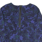 NIKE Womens Blue & Black Camouflage Crew Neck Sweatshirt S Cotton Blend