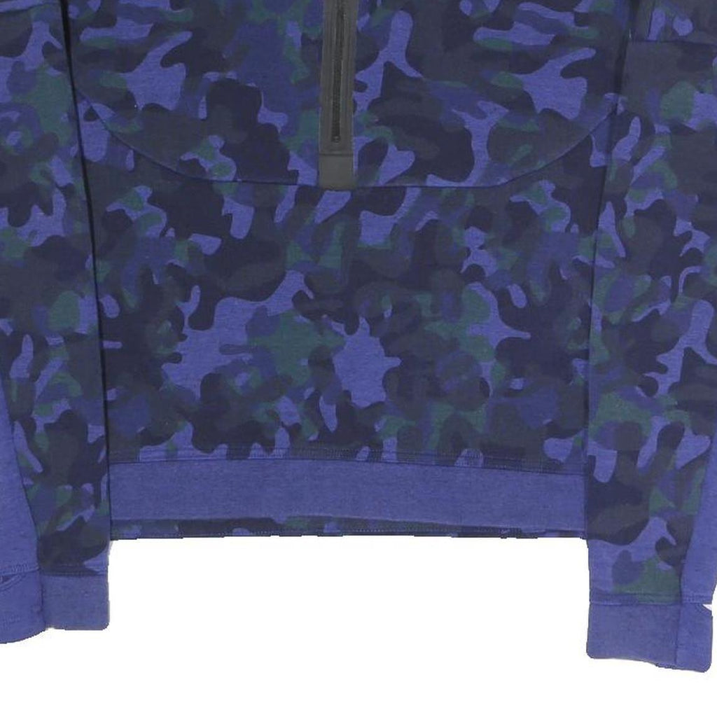 NIKE Womens Blue & Black Camouflage Crew Neck Sweatshirt S Cotton Blend