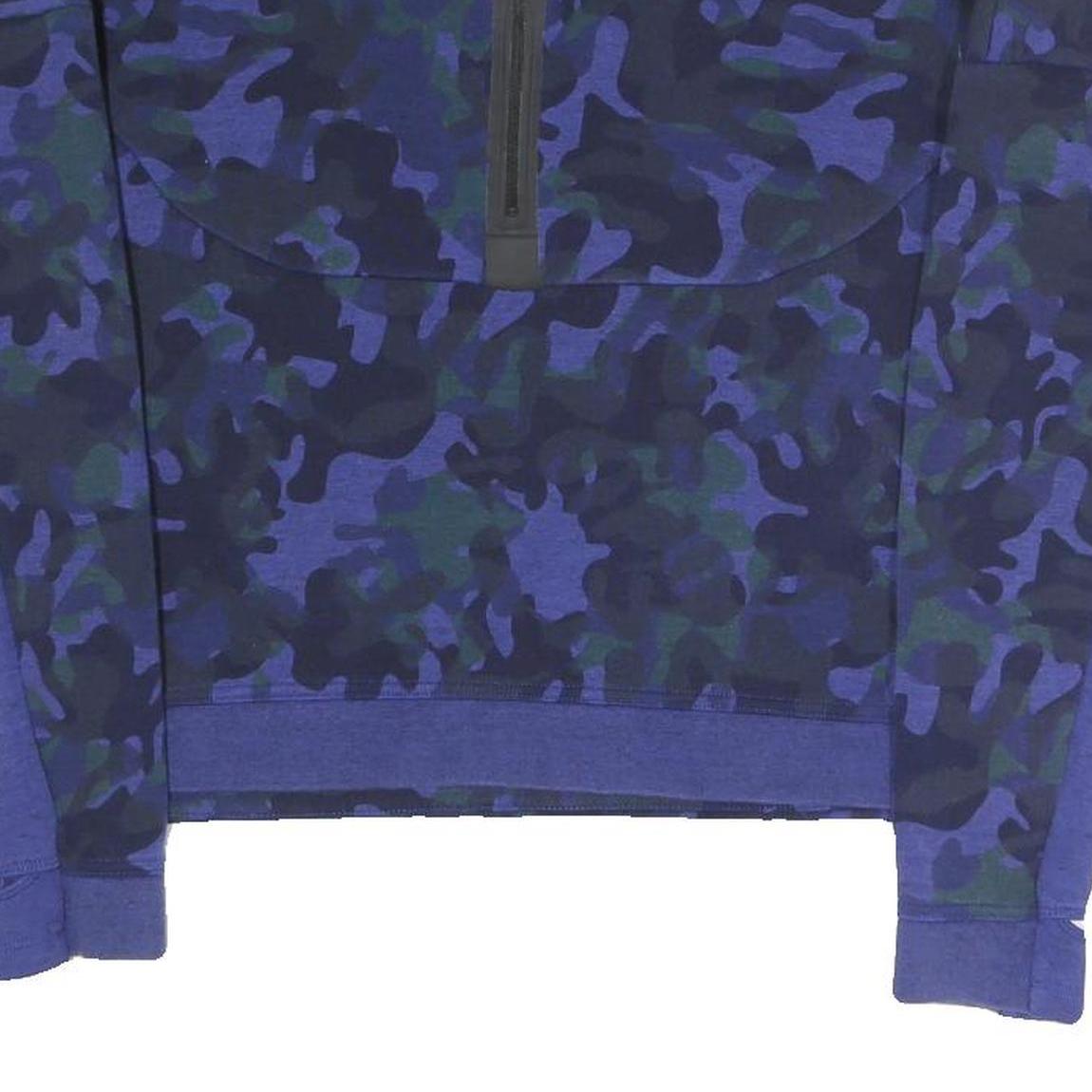 NIKE Womens Blue & Black Camouflage Crew Neck Sweatshirt S Cotton Blend