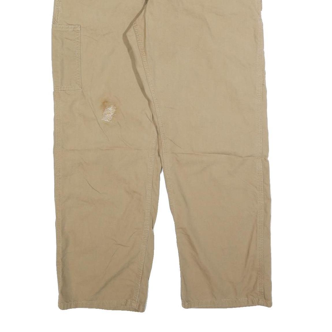 DICKIES Mens Cotton Blend Beige Regular Fit Straight Leg Trousers W33 L30