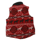 TRUE GRIT Womens Red Black & White Fleece Zip Jacket M Geometric Reindeer