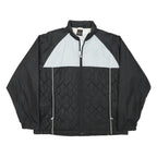 NIKE Womens Black & Light Grey Quilted Track Jacket M Polyester Blend Zip