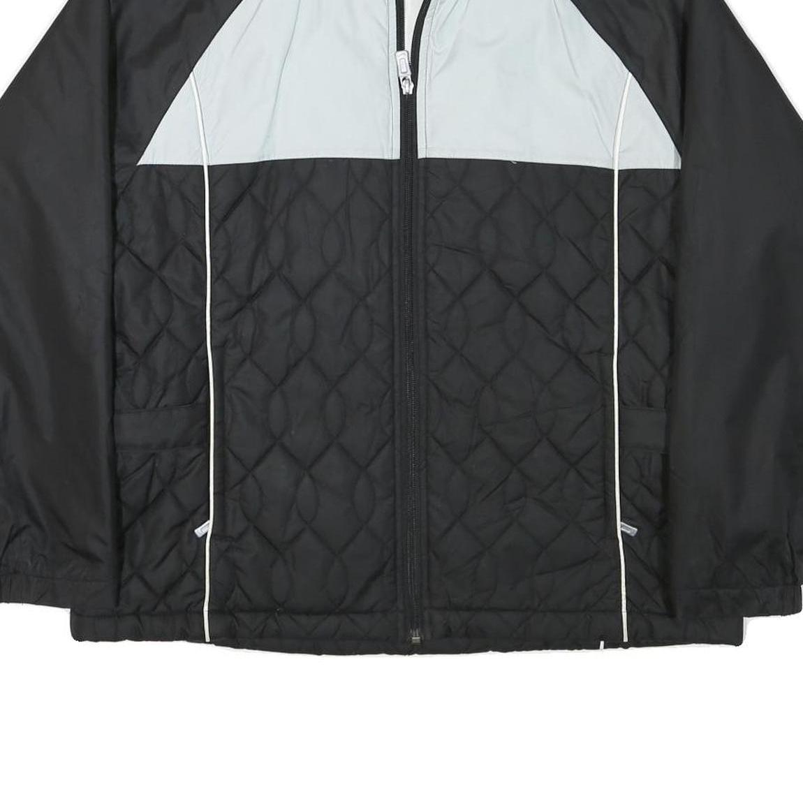 NIKE Womens Black & Light Grey Quilted Track Jacket M Polyester Blend Zip