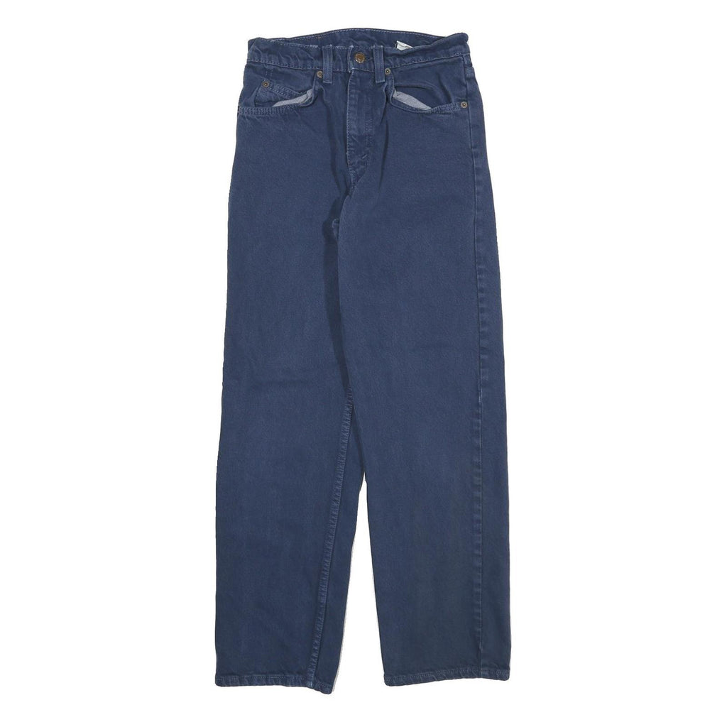 LEVI'S Womens Cotton Blend Blue Regular Straight Trousers W24 L28 Classic Zip
