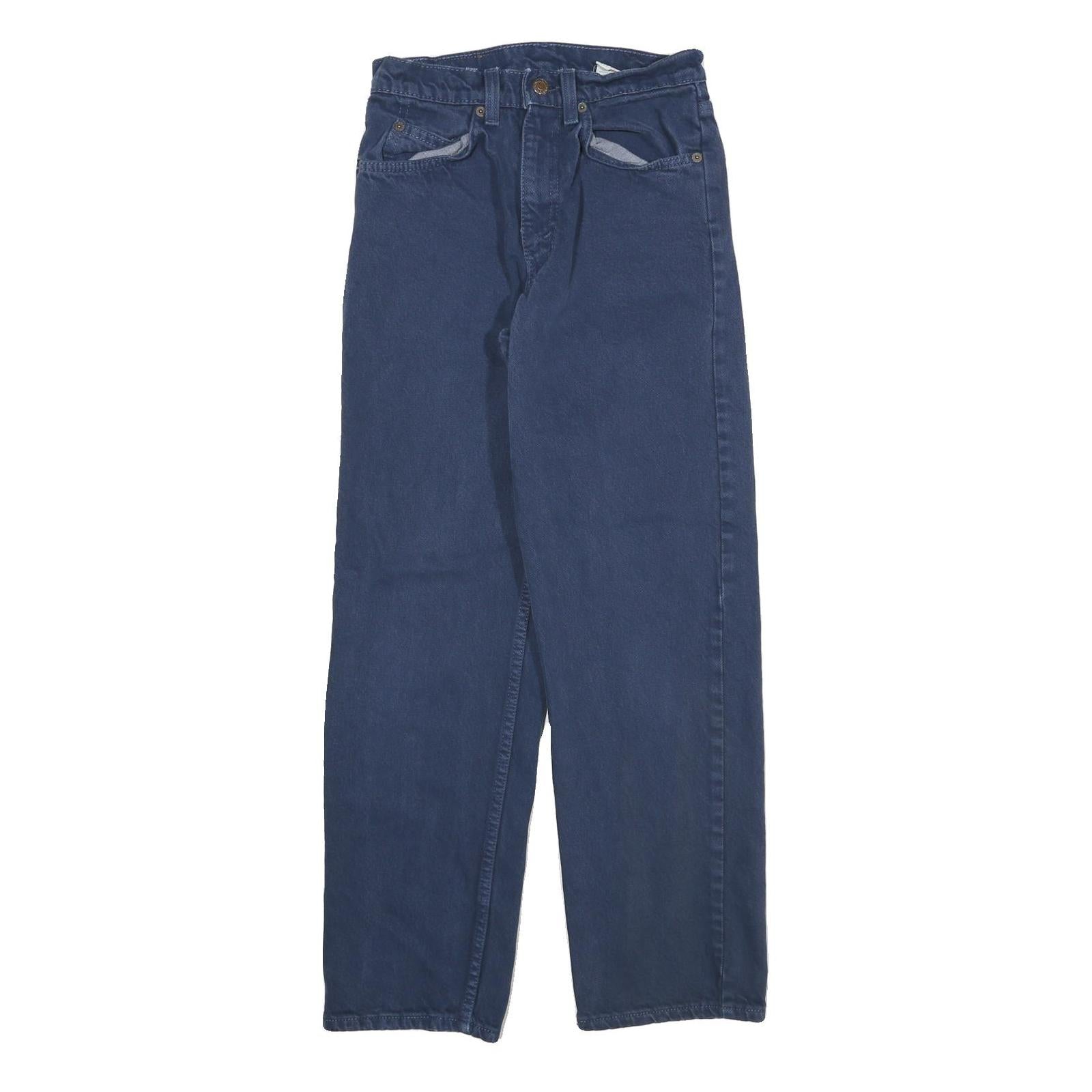 LEVI'S Womens Cotton Blend Blue Regular Straight Trousers W24 L28 Classic Zip