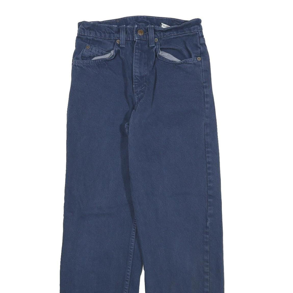 LEVI'S Womens Cotton Blend Blue Regular Straight Trousers W24 L28 Classic Zip