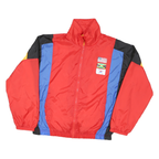 Mens Red & Blue Nylon Colourblock Jacket M Zip Casual Retro Lightweight