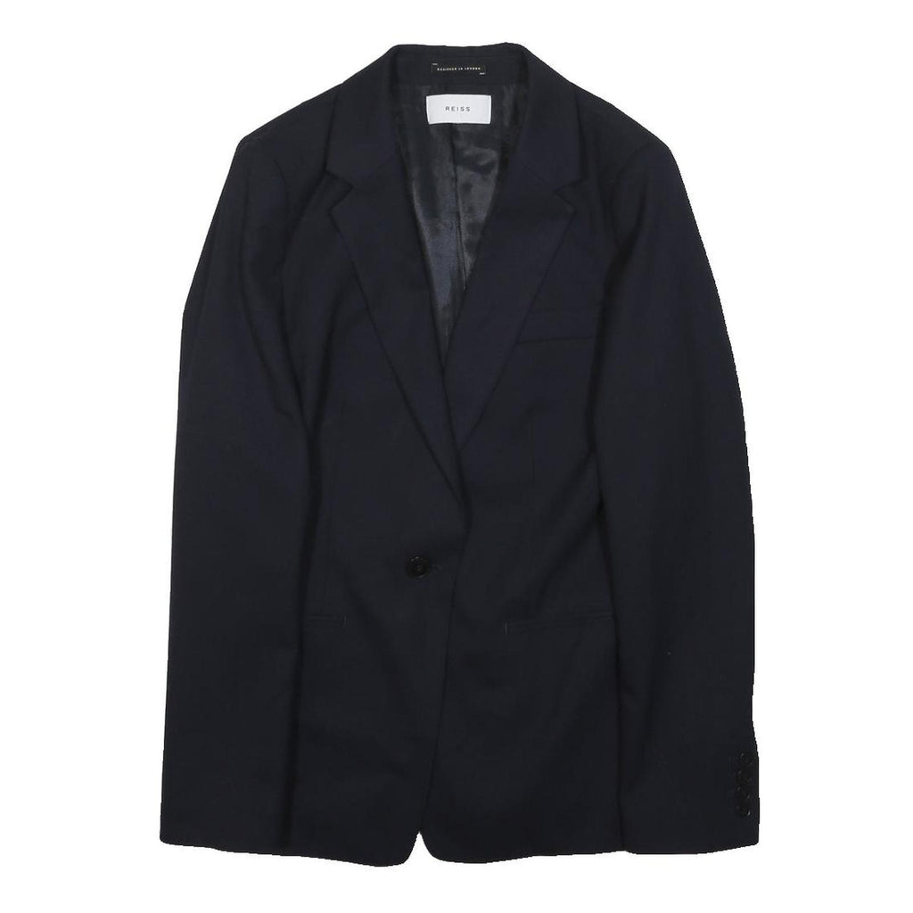 REISS Mens Black Classic Jacket S Cotton Blend Plain Button Closure Stylish