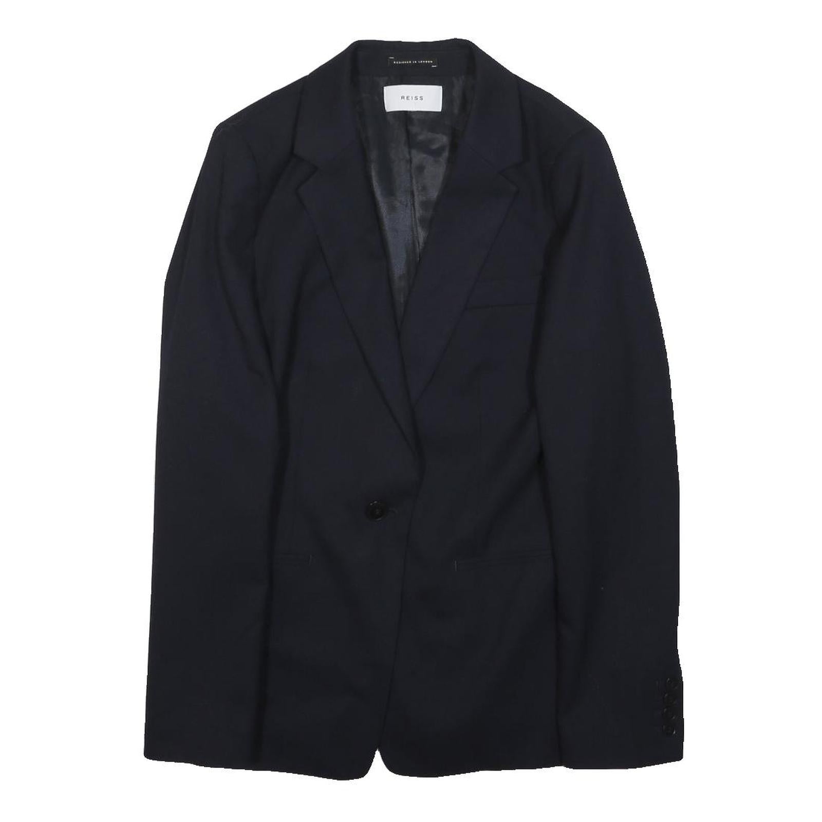 REISS Mens Black Classic Jacket S Cotton Blend Plain Button Closure Stylish