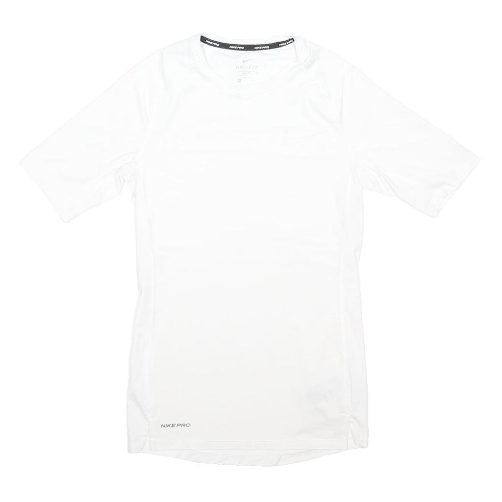 NIKE Mens White Pro Athletic T-Shirt S Short Sleeve Crew Neck Performance