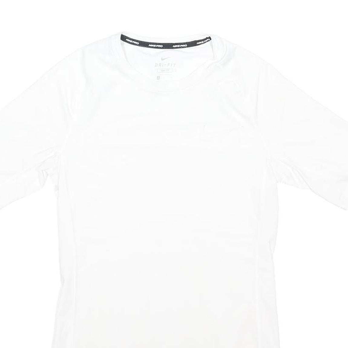 NIKE Mens White Pro Athletic T-Shirt S Short Sleeve Crew Neck Performance