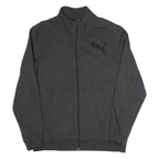 PUMA Mens Black Grey Classic Zip Cotton Blend Jacket L Sweatshirt Trackwear