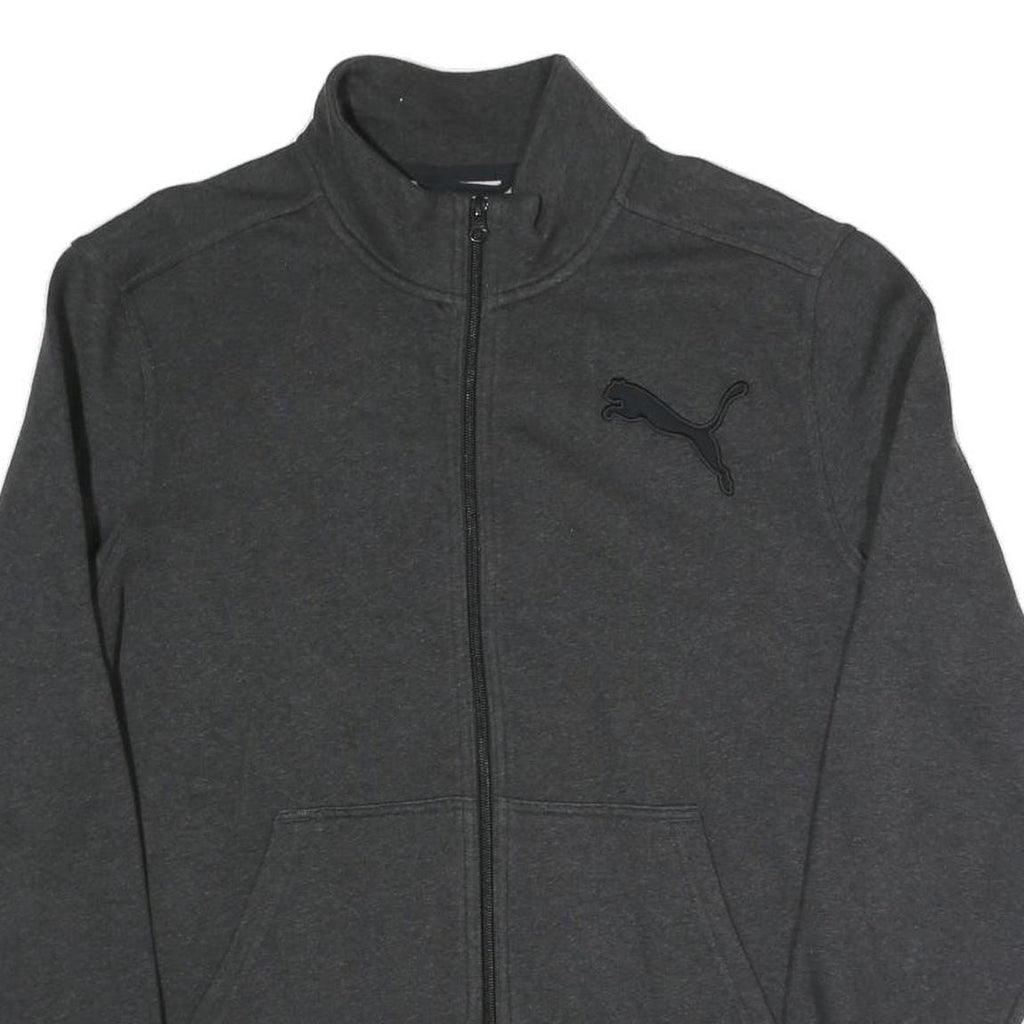 PUMA Mens Black Grey Classic Zip Cotton Blend Jacket L Sweatshirt Trackwear