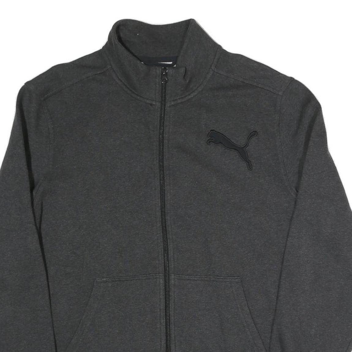 PUMA Mens Black Grey Classic Zip Cotton Blend Jacket L Sweatshirt Trackwear