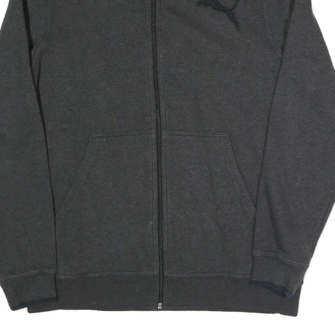 PUMA Mens Black Grey Classic Zip Cotton Blend Jacket L Sweatshirt Trackwear