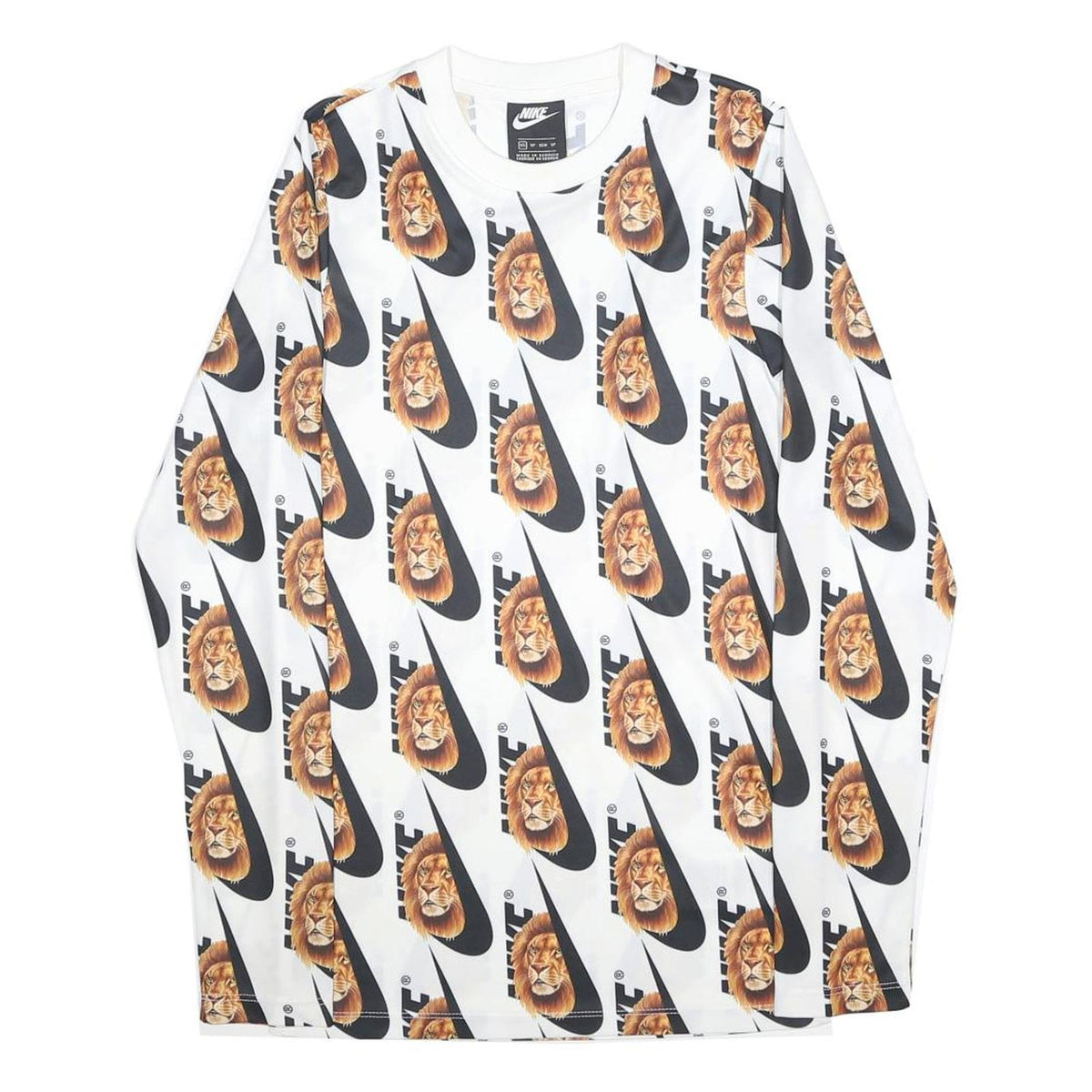 NIKE x Skepta Sk Air Lion Mens White & Brown Lion Graphic Long Sleeve T-Shirt XS