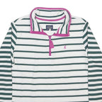 JOULES Womens White & Green Stripe Half Zip Sweatshirt UK 14 Cotton Blend