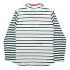 JOULES Womens White & Green Stripe Half Zip Sweatshirt UK 14 Cotton Blend
