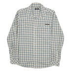 JACK AND JONES Mens Blue & White Checked Shirt M Casual Cotton Blend Long Sleeve