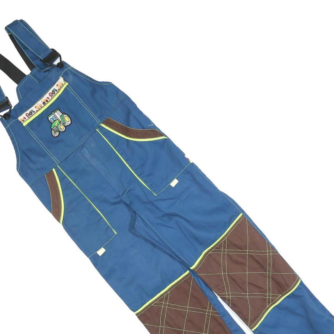 Boys Blue & Brown Cotton Blend Dungarees M W26 L25 Playwear Durable Adjustable