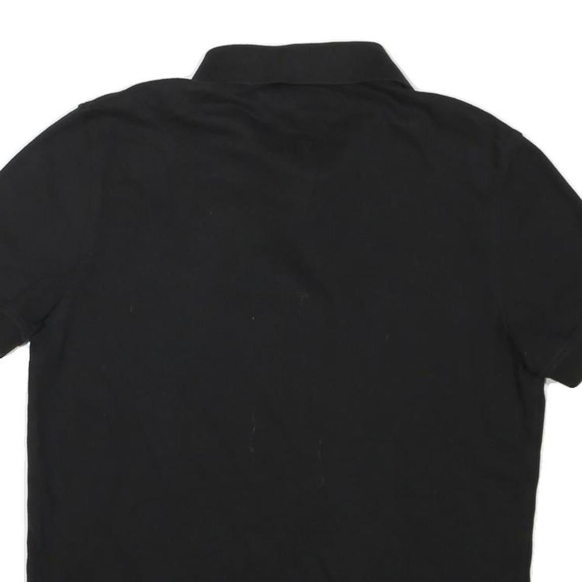 TOMMY HILFIGER Mens Black Short Sleeve Plain Polo Shirt M Classic Fit Logo