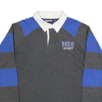 PENNANT Mens Grey & Blue Rugby Long Sleeve Plain XL Cotton Blend Polo Shirt