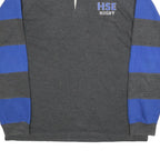 PENNANT Mens Grey & Blue Rugby Long Sleeve Plain XL Cotton Blend Polo Shirt