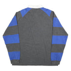 PENNANT Mens Grey & Blue Rugby Long Sleeve Plain XL Cotton Blend Polo Shirt