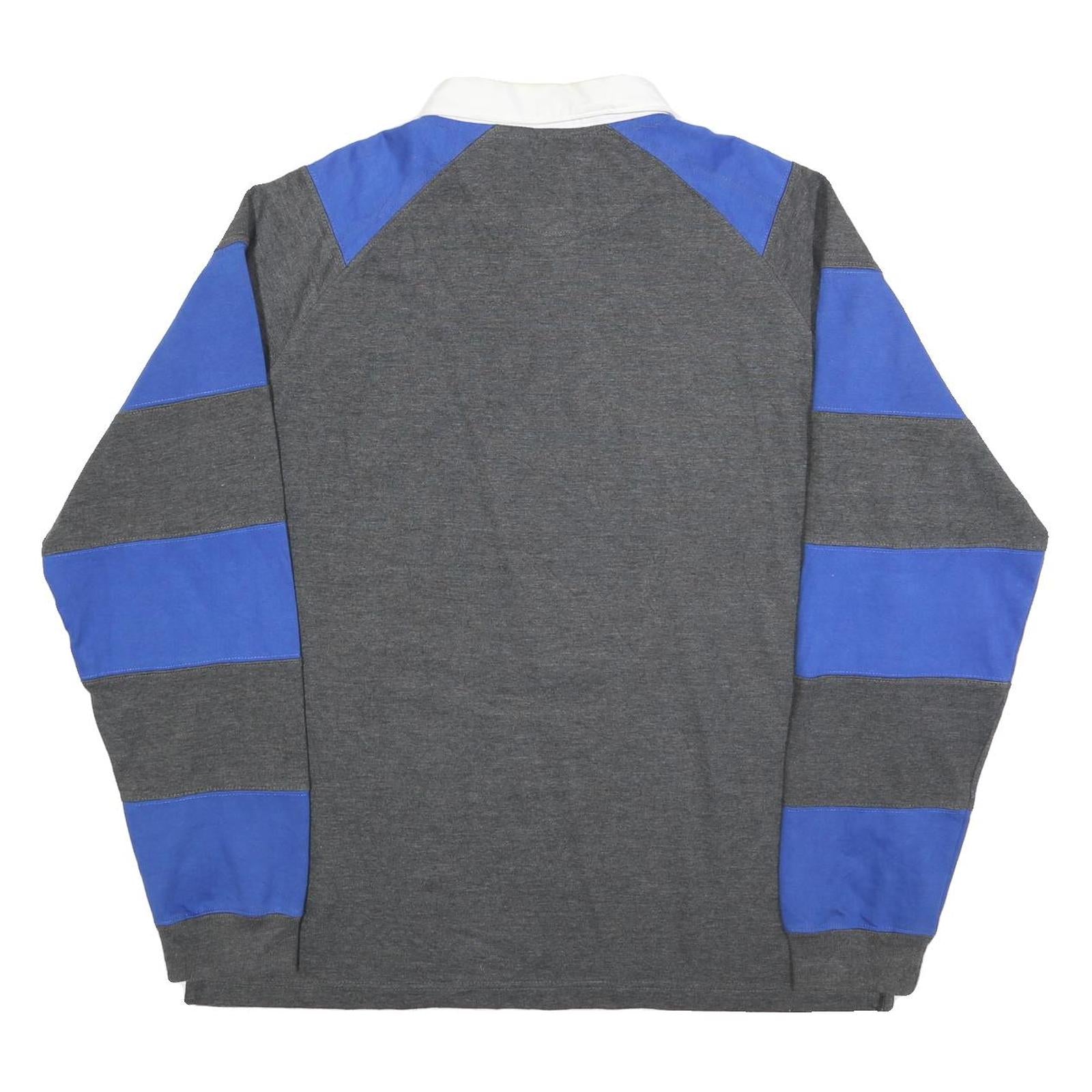 PENNANT Mens Grey & Blue Rugby Long Sleeve Plain XL Cotton Blend Polo Shirt