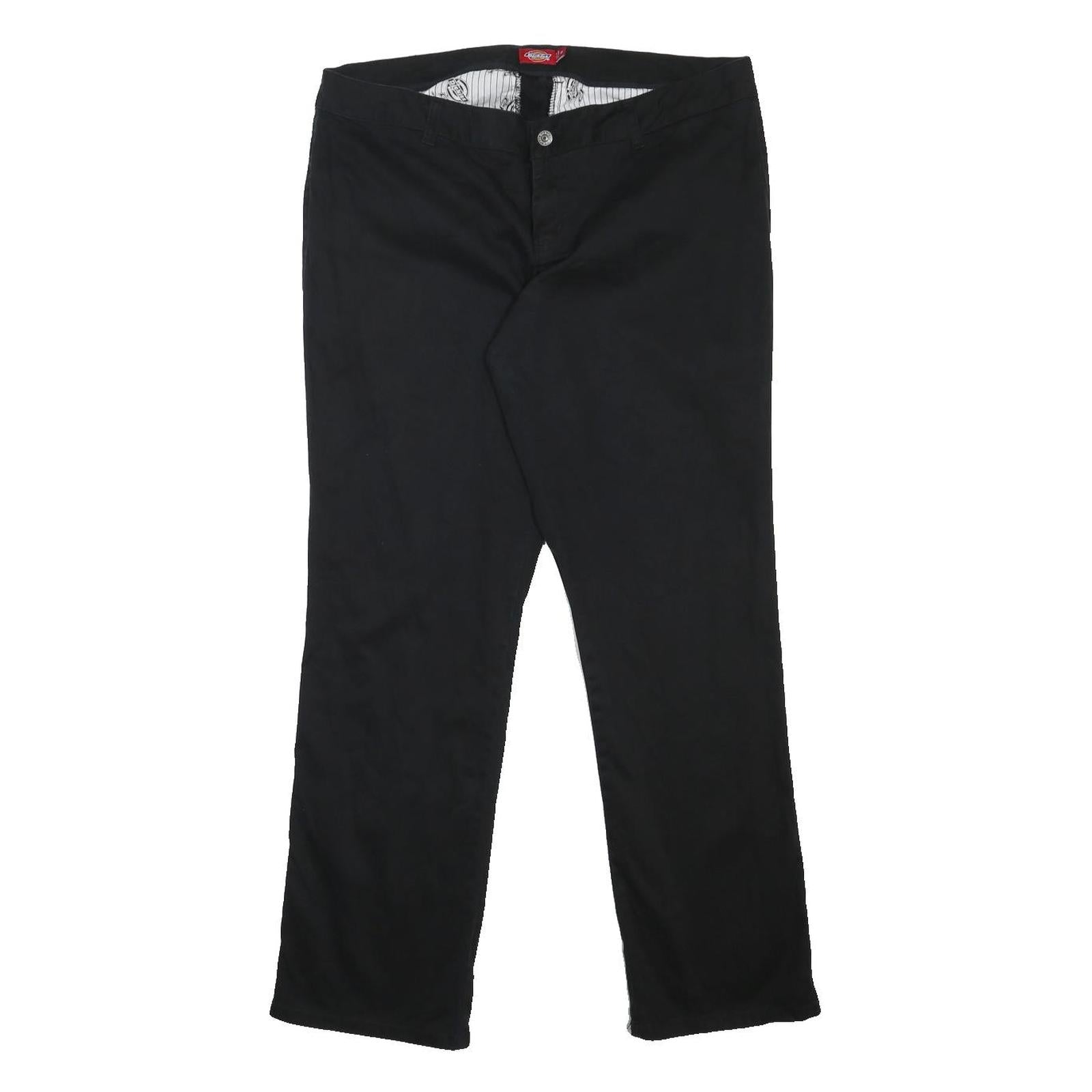 DICKIES Womens Black Regular Fit Straight Leg Trousers W36 L30 Cotton Blend Zip