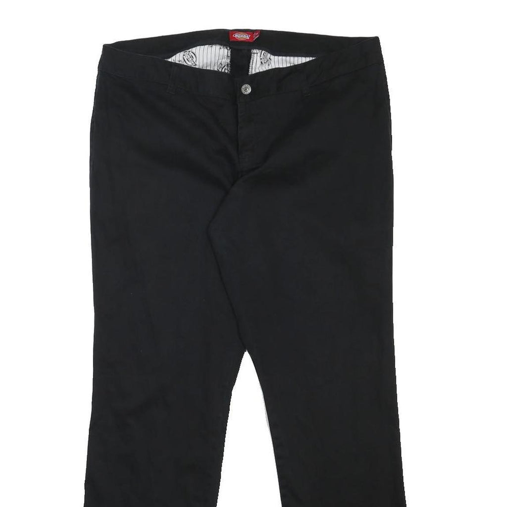 DICKIES Womens Black Regular Fit Straight Leg Trousers W36 L30 Cotton Blend Zip
