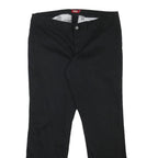DICKIES Womens Black Regular Fit Straight Leg Trousers W36 L30 Cotton Blend Zip