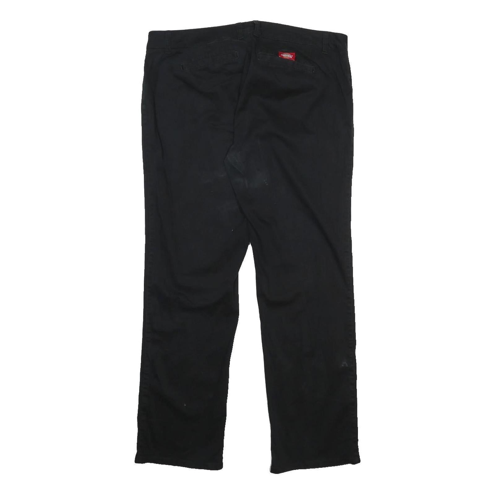 DICKIES Womens Black Regular Fit Straight Leg Trousers W36 L30 Cotton Blend Zip