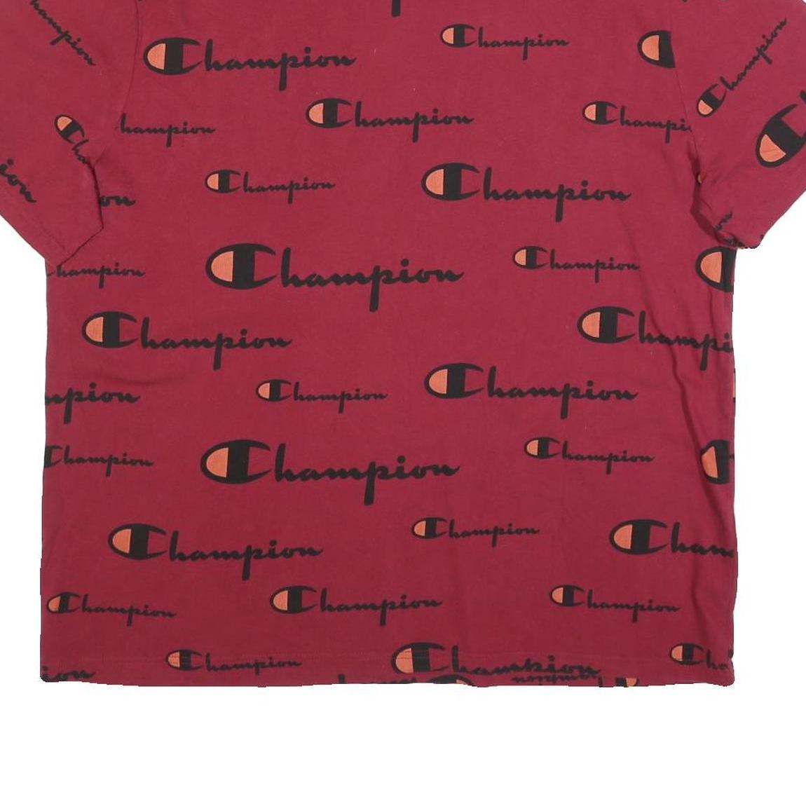 CHAMPION Mens Red & Orange Graphic T-Shirt XL Short Sleeve Crew Neck Logo Print