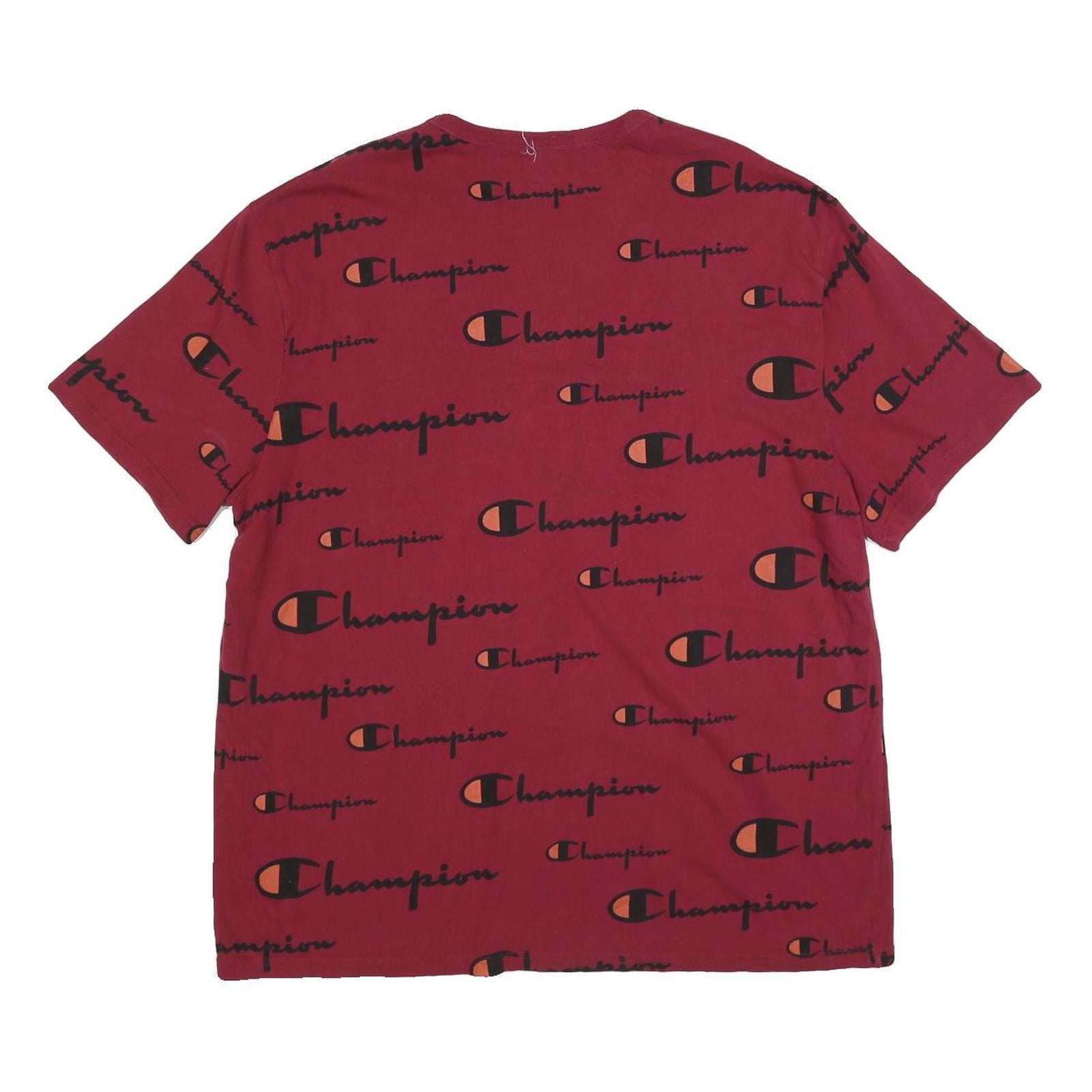 CHAMPION Mens Red & Orange Graphic T-Shirt XL Short Sleeve Crew Neck Logo Print