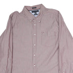 TOMMY HILFIGER Mens Red & White Stripe Button-Down Shirt XL Classic Cotton
