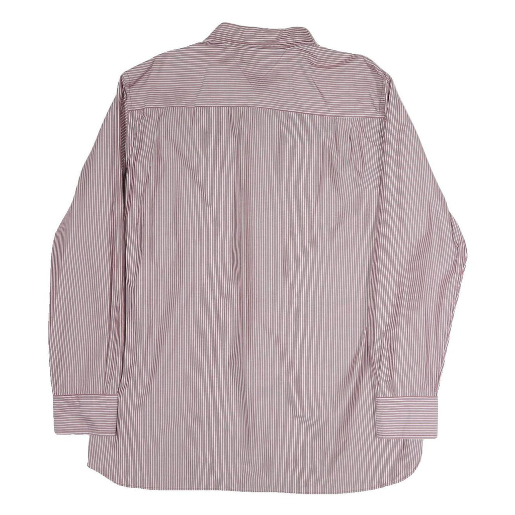 TOMMY HILFIGER Mens Red & White Stripe Button-Down Shirt XL Classic Cotton