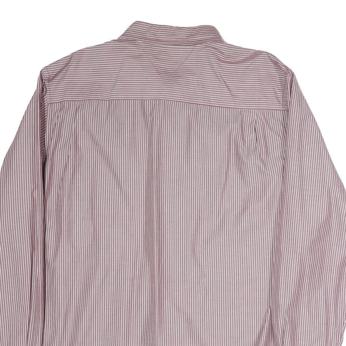 TOMMY HILFIGER Mens Red & White Stripe Button-Down Shirt XL Classic Cotton