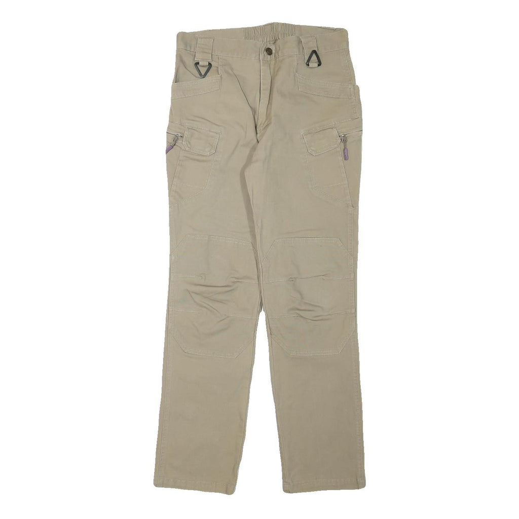 THE HERMIT Mens Cotton Blend Beige Regular Fit Straight Leg Trousers W29 L28