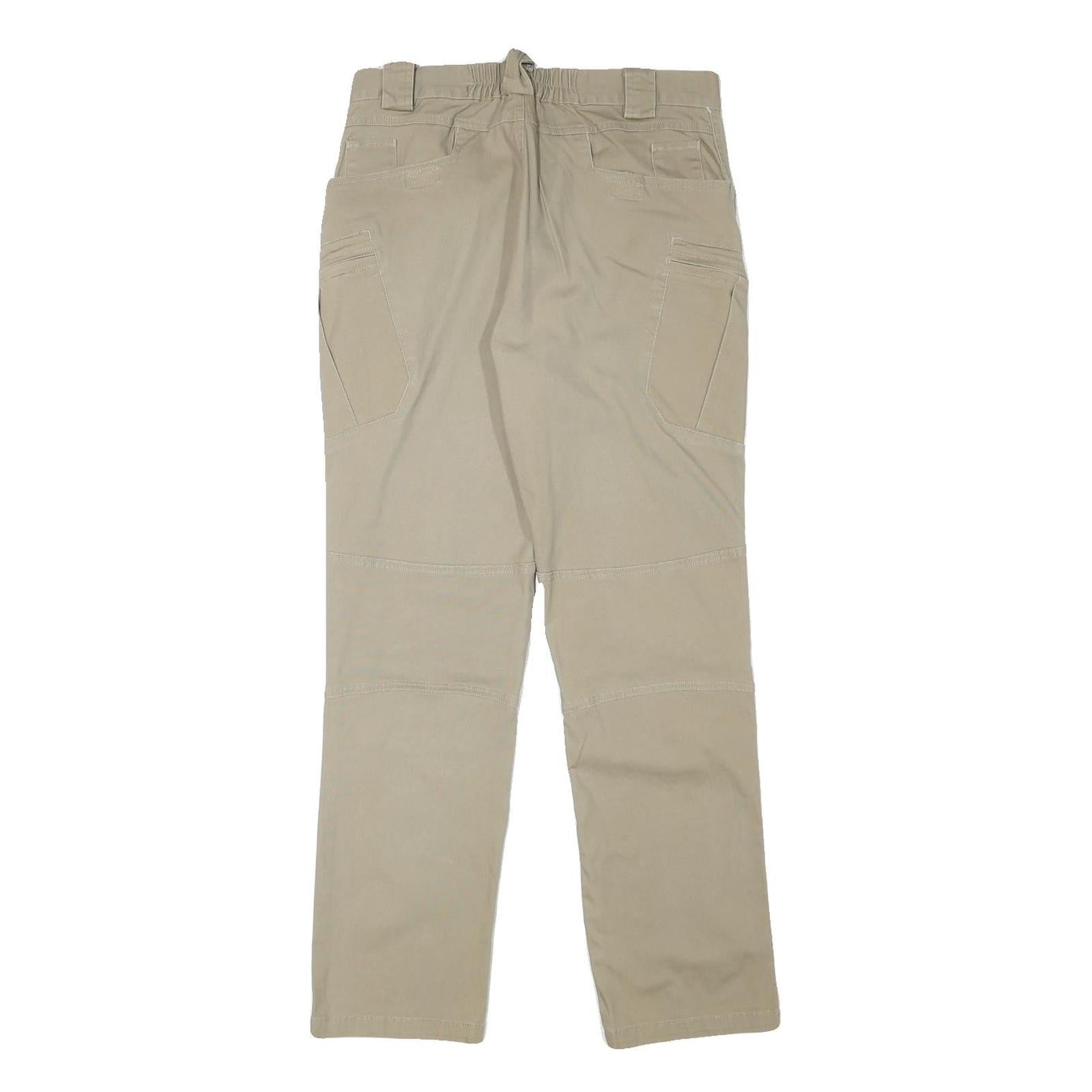 THE HERMIT Mens Cotton Blend Beige Regular Fit Straight Leg Trousers W29 L28