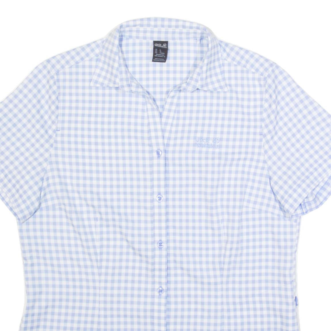 JACK WOLFSKIN Womens Shirt Blue Gingham UK 12