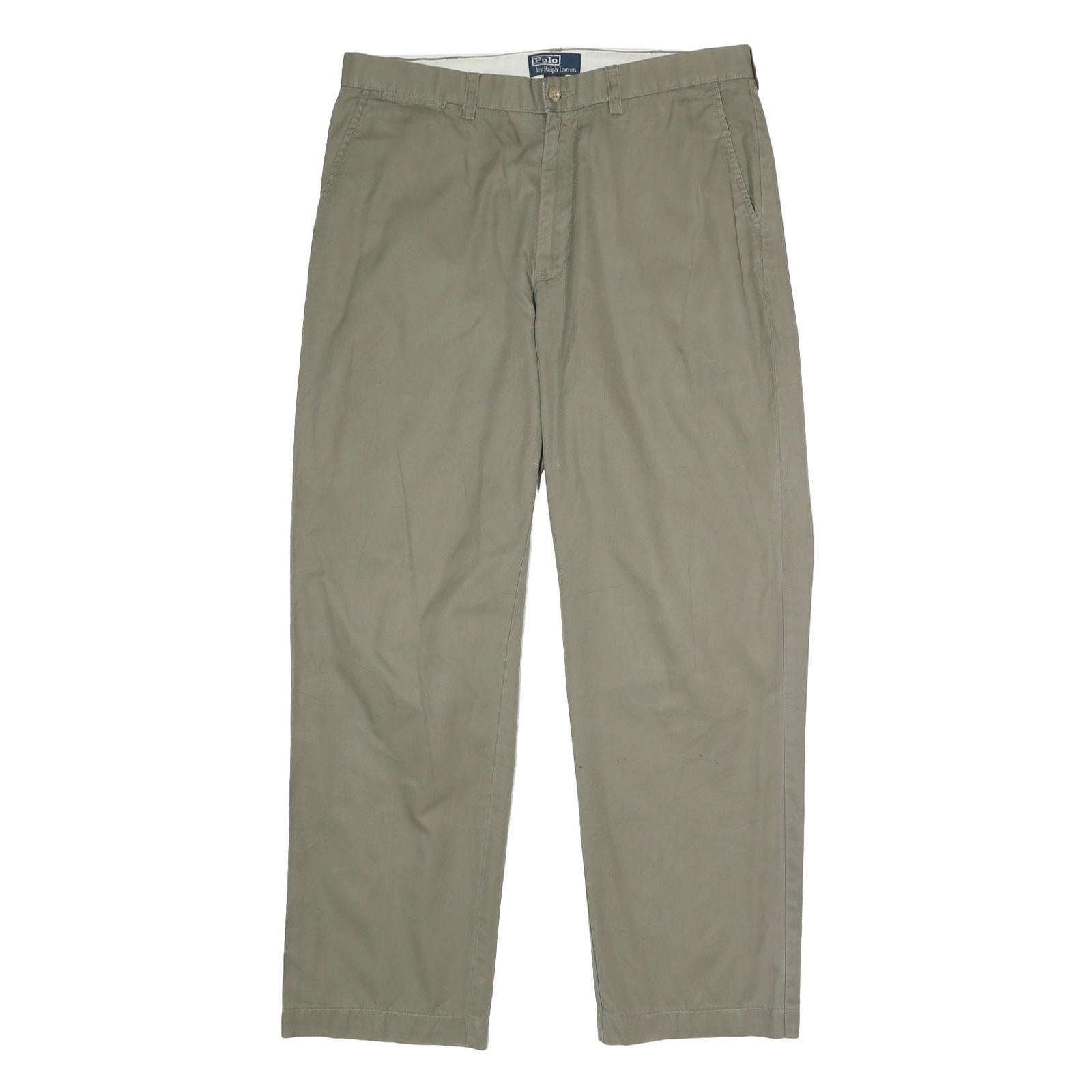 POLO RALPH LAUREN Mens Cotton Beige Classic Straight Trousers W34 L32 Casual