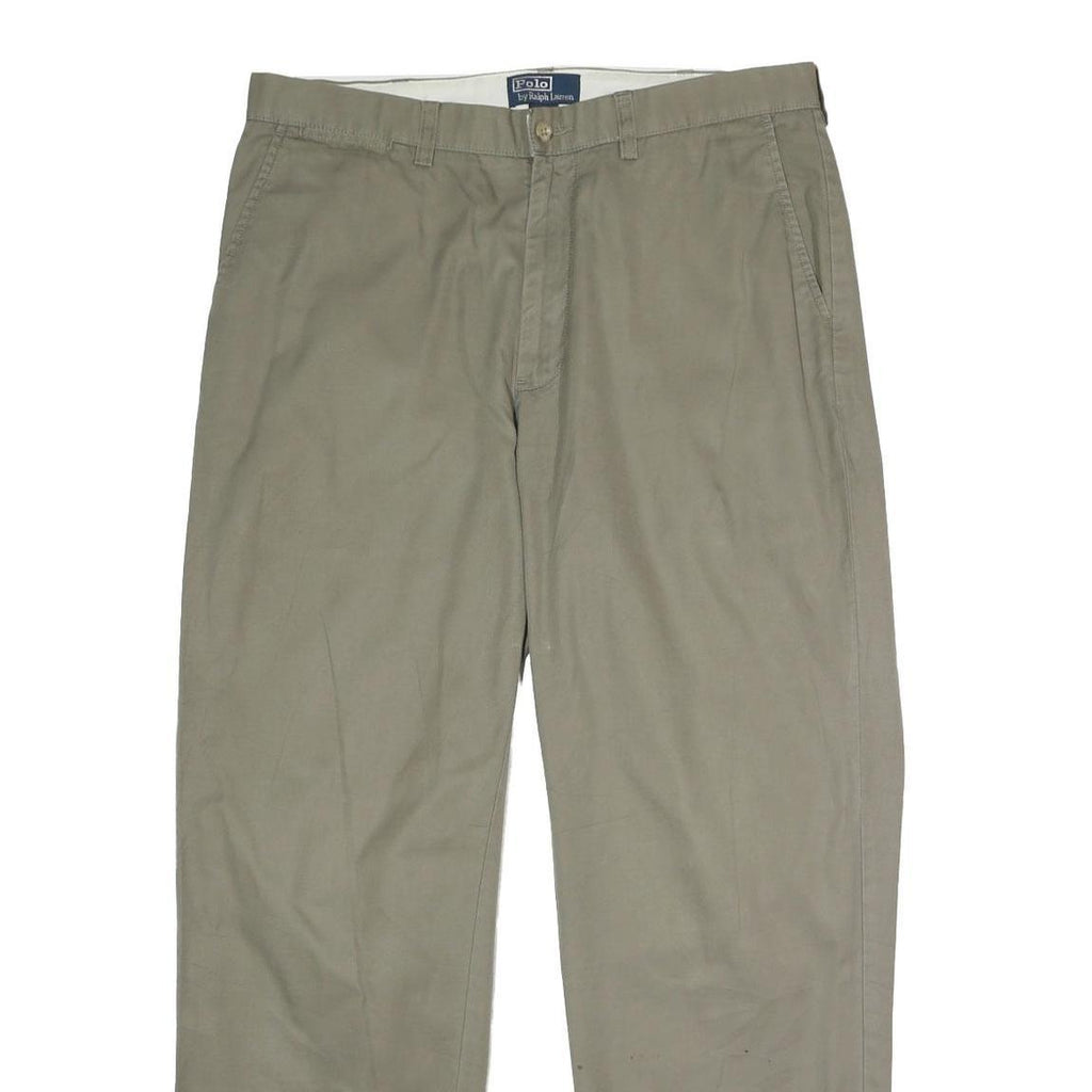 POLO RALPH LAUREN Mens Cotton Beige Classic Straight Trousers W34 L32 Casual
