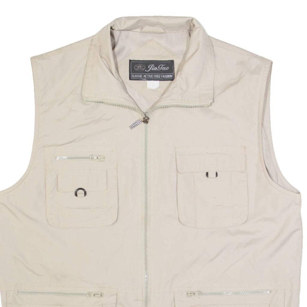 JIN TAN Utility Mens Gilet Beige L