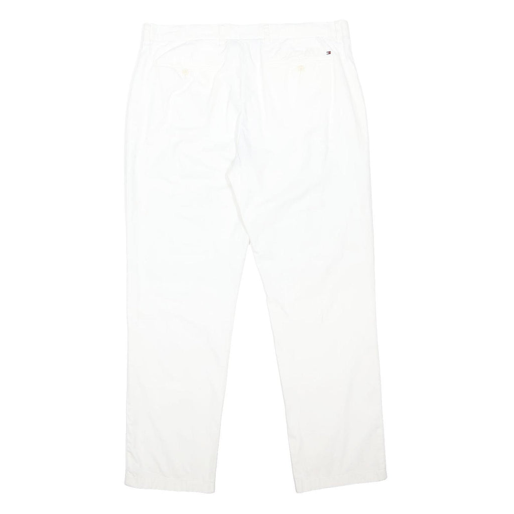 TOMMY HILFIGER Mens Cotton Blend White Regular Fit Trousers W38 L32 Casual