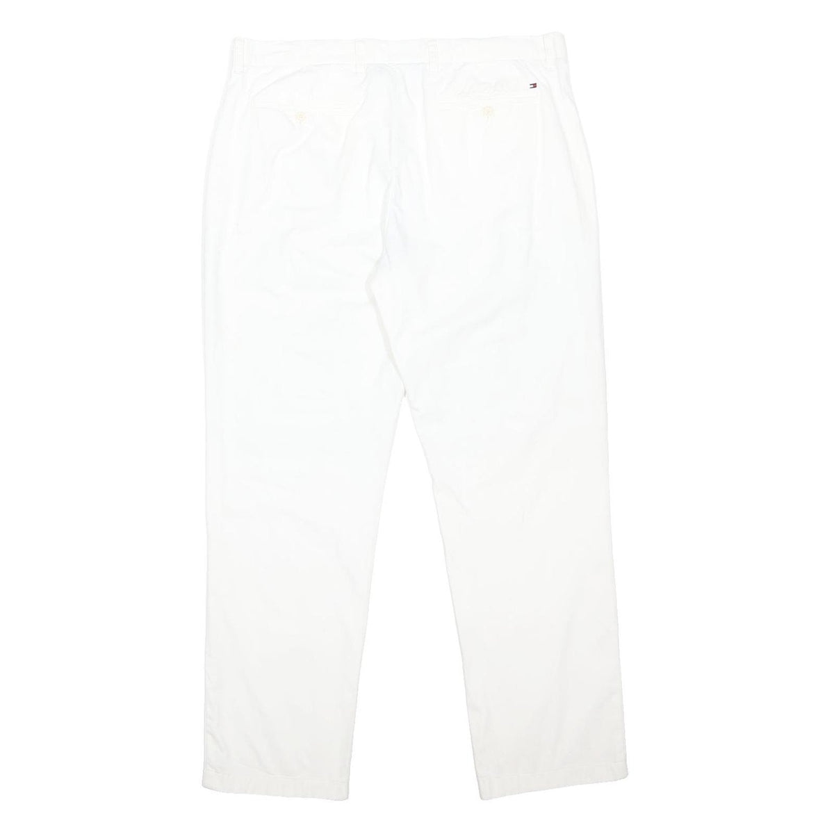 TOMMY HILFIGER Mens Cotton Blend White Regular Fit Trousers W38 L32 Casual